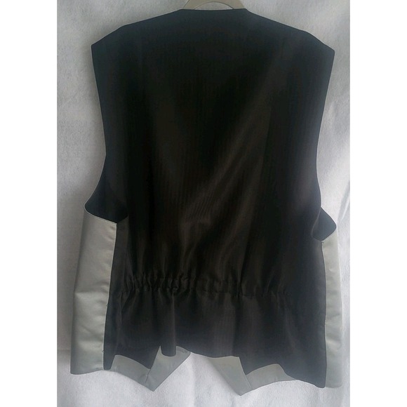 moda formal wear mens medium m silver‎ gray suit tux vest rouched back elastic - Picture 2 of 4